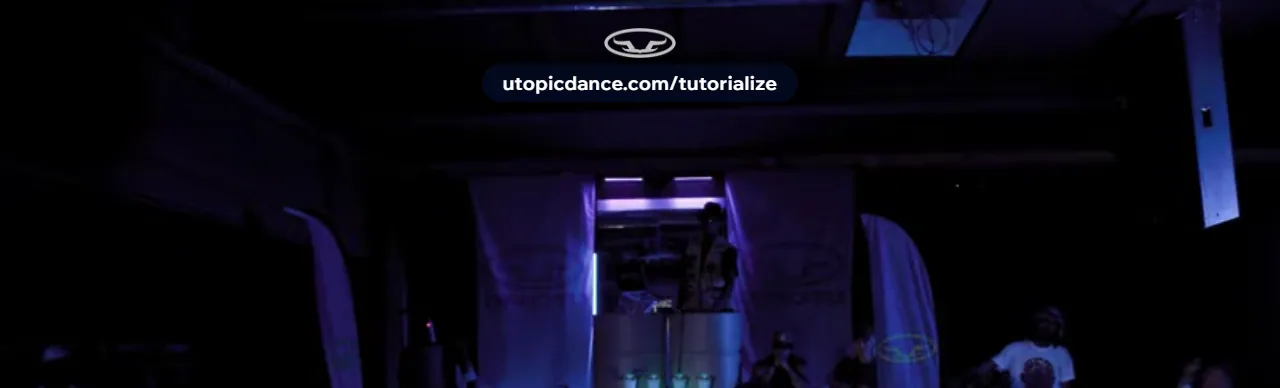 The Free plan stamp over the video: the UTOPIC emblem and below it, in a pill, utopicdance.com/tutorialize.